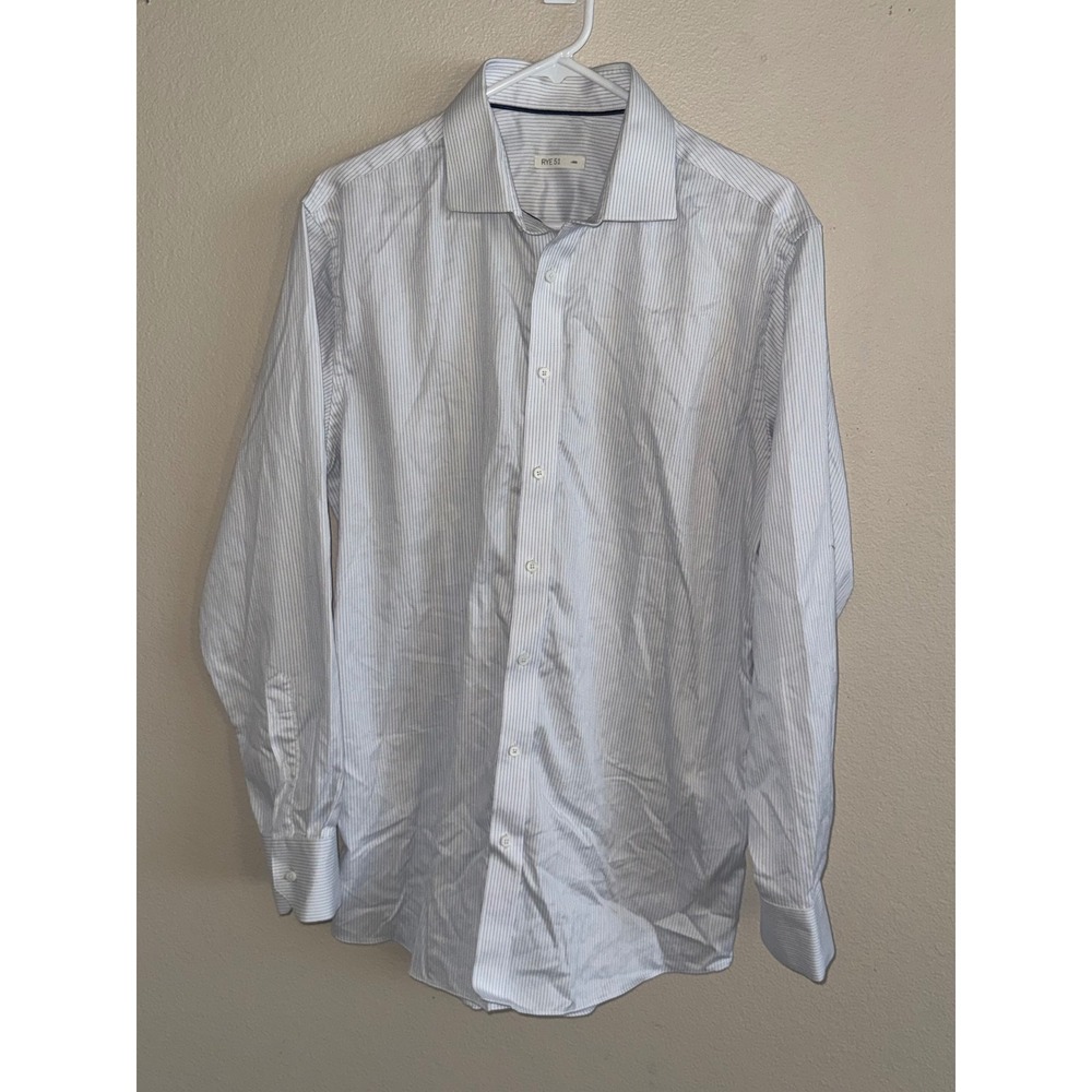 Rye 51 Brookes SS24 Mens Blue White Striped Long Sleeve Button Up Shirt Large
